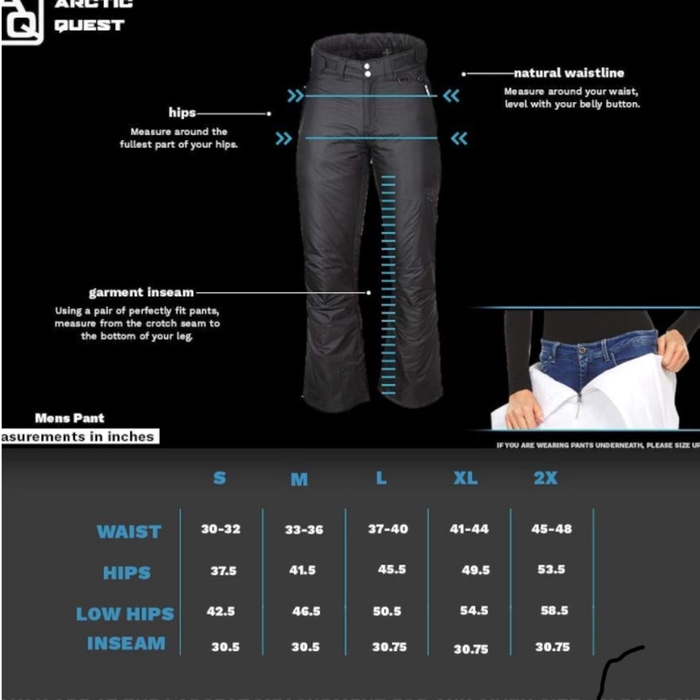 Arctic Quest Men’s snow,ski, snowboard waterproof pants. Size L, black cargos - Picture 7 of 8
